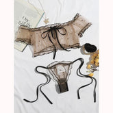 Women's floral bra set, sexy lingerie, cute, strapless, bralette, panties, fancy underwear, intimate, sheer, erotic