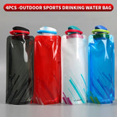 Bouteilles d'eau pliables, bouteille d'eau de voyage Flexible et réutilisable, pochette d'eau en plastique, flacon souple, sac d'eau avec mousqueton