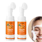 Nettoyant au curcuma hydratant le visage éclaircissant le teint de la peau mousse de lavage du visage quotidienne avec brosse soins de la peau propre extrait de fruit de citron