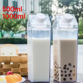 Bouteille pratique en plastique Transparent de 500/1000ml, nouveau jus réutilisable, boîte de tasse transparente de Sport étanche, lait, eau potable pour la maison
