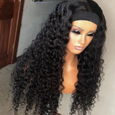 Headband wigs, human hair, 28, 30, 32 inches, water wave wigs, 100% real curly hair, no lace front, full machine-made wigs