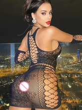 Women's one-piece nightgown, sleepwear, fishnet, lingerie, high elasticity, short mesh skirt, 7.0 Perconsiderfur s