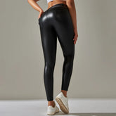 Women's Sexy PU Leather Leggings Scrunch Buttock Leggings Girls Faux Leather High Waist Push Up Pants Casual Leggings 6 Colors