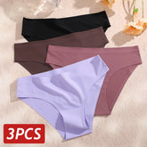 3 pièces/ensemble femmes culottes Sexy sans couture sans Trace sous-vêtements taille basse slips 9 couleurs unies respirant intimes Lingerie Ultra mince