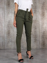 BornToGirl Spring Summer Autumn Casual Slim Chiffon Pants for Women High Waist Black Khaki Green Trousers