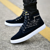 Men's leather skateboard shoes, high-top sneakers, casual athletic shoes, street shoes, flat walking shoes