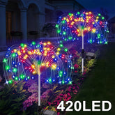 Le Patio solaire extérieur 420LED allume les lumières imperméables de paysage de fleur de feu d'artifice pour la voie de pelouse de cour