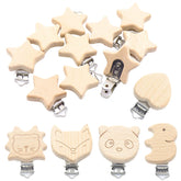5 pièces/ensembles bébé sucette Clips sans BPA mignon modélisation hêtre attache-sucette bébé bricolage dessin animé Animal bois bûche mamelon chaîne support