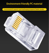 RJ45 CAT6 CAT5e Pass-Through Connectors, 100 pcs/lot, Gold-Plated Crystal Tip, 8P8C Crimp, Standard UTP Ethernet Network Modular Plug
