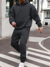 Ensemble sweat à capuche pour homme d'hiver, ensemble deux pièces longue, couleur unie, vêtements de rue, unisexe, costume à la mode, pantalon de survêtement de sport décontracté