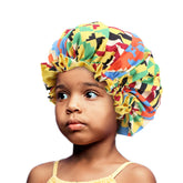 Children's elastic nightcap, African print, satin-lined turban, night hat, children's turban, hair styling tools