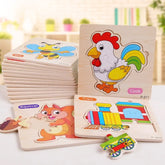 3 PCs couleur aléatoire Puzzle 3D jouets éducation précoce en bois Cartoon Animal Puzzle Puzzle infantile Puzzle Conseil jouets
