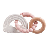 Baby Silicone Teething Ring, 1 Piece, BPA-Free, Silicone Bracelet, Leaf Design, Teething Toys, Wooden Ring, Nursing Tooth, Newborn Gift Toys