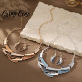 Cring Coco – ensemble de bijoux géométriques en émail fait à la main, ensemble de colliers et boucles d'oreilles populaires pour femmes, cadeau de saison de remise de diplôme