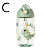 Bouteille d'eau dinosaure pour enfants avec paille en silicone, bouteille d'eau en plastique, tasse d'été pour enfants, 500ml