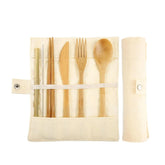 Bamboo travel tableware, reusable bamboo cutlery set with carrying case, portable wooden tableware, bamboo charcoal toothbrush