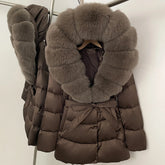 Down Jacket Women Large Fox Fur Hooded Thick Natural Silver Fur Warm Female Parkas Waterproof 2025 Winter 90% Duck Down Coat