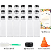 500ML Juice Bottles with Caps, Reusable Clear Empty Bottles with Brush Funnel and Labels for Smoothies and Other Drinks YY177