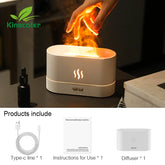 Aroma diffuser, ultrasonic air humidifier, cool mist maker, LED misting lamp, essential oil flame diffuser