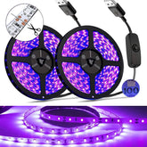 Bande lumineuse UV Led 5V UVA, 395-405nm, SMD2835, rayons ultraviolets, ruban de Diode violet, lampe USB avec interrupteur 60LED s/m