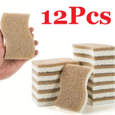 Natural kitchen sponge made of cellulose and coconut, 6/12 pieces, for dishes, pack of white household cleaning sponges