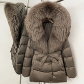 Down Jacket Women Large Fox Fur Hooded Thick Natural Silver Fur Warm Female Parkas Waterproof 2025 Winter 90% Duck Down Coat