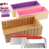 Kit de fabrication de savon fait à la main, boîte de découpe en bambou et boîte intérieure avec moule en Silicone, coupe droite en acier inoxydable et coupe ondulée, bricolage