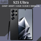 Vision mondiale S25 Ultra Smartphone 5G Android 12 8GB RAM 512GB ROM 6.8 pouces téléphone 1920x1080HD 24 + 48MP 4 5G réseau téléphones mobiles