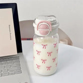 Bouteille d'eau mignonne avec paille, couvercle Pop-Up Portable en plastique, tasse d'eau Kawaii, bouteille d'eau anti-fuite, sans BPA