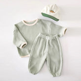 Style coréen enfants vêtements costume gaufre pull + pantalon bébé garçons filles vêtements ensemble printemps automne enfants vêtements costume