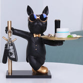 Sculpture de bouledogue français, Statue de chien, Figurine décorative, plateau de rangement en métal, pièce de monnaie, tirelire, clé d'entrée, porte-snack