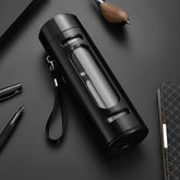 400, 600, 800, 1000ml glass bottle/cup with filter cord, plastic case, glass cup, water bottle, business gift, black/blue