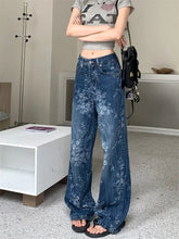 2025 Premium Y2K Jeans - Pantalon Palazzo en Denim vieilli imprimé floral artistique décontracté à jambe droite 2664