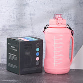 64oz/2L Collapsible Water Bottle with Handle and Straw, Large Capacity Collapsible Silicone Water Bottle, Outdoor Sports Water Cup