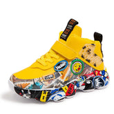 Size 26-36 children's sports sneakers for girls, cartoon graffiti pattern casual shoes, boys' basketball shoes, sports shoes