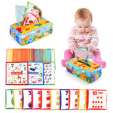 Boîte à mouchoirs pour bébé, jouet sensoriel doux coloré pour tout-petits, exercice des doigts, pompage, foulard en soie, cadeaux, jouets éducatifs Montessori 0-18M