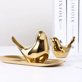 Statue d'oiseau en céramique dorée TANNordic, 4 figurines, bijoux, décoration de la maison, décoration de table de salon