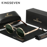 KINGSEVEN-Lunettes de soleil rondes polarisées pour hommes et femmes, lunettes de soleil Steampunk, style vintage, accessoire de lunettes, UV400