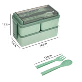 Portable Double-Layer Lunch Box for Children, with Fork and Spoon, Microwaveable Bento Boxes, Tableware Set, Food Storage Container