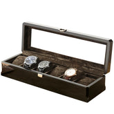 Men's 6-Slot Black Wooden Watch Box, Store Display, Practical Jewelry Storage