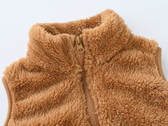 Boys' Solid Color Zip-Up Trench Coat, Children's Winter Coat