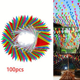 50M Multicolored Triangular Flags, Banner, Party Banner, Pennant, Festival, Outdoor Decoration for Home, Garden, Wedding Shop, Street Decor