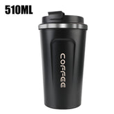 Car Thermos Mug, Thermo Coffee Mug for Tea, Water, Coffee, Leak-Proof Travel Thermo Mug, Coffee Cup, 380/510ML, Double Stainless Steel