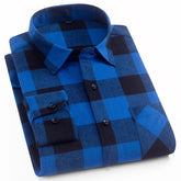 Men's casual checked cotton shirt, dress shirt with long sleeves, covered cut, spring and autumn fashion, 2025