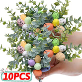 10/1PC décoration de pâques oeuf artificiel fleur branche coloré mousse oeufs Branches bricolage Bouquets pour fête de pâques décorations pour la maison