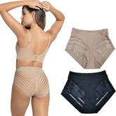 Slip taille haute sans couture pour femmes, maille transparente, haute élasticité, contrôle du ventre, sous-vêtements en soie glacée, Lingerie Sexy