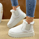 2025 Bottes de neige à enfiler à bout rond pour femmes pour un usage quotidien au bureau Bottes de neige décontractées antidérapantes à semelles épaisses Nouvelles bottines chaudes en daim