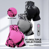 Short d'entraînement pour femmes, 3 pièces, teinture par nouage, froissé, levage des fesses, taille haute, Yoga, gymnastique, butin sans couture, motard, actif pour femmes