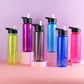 Bouteille d'Eau en Plastique Écologique pour Enfant, Gourde avec Paille, pour le dehors, la Randonnée, le Camping, l'École, sans BPA
