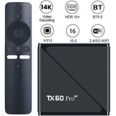 Smart TV Box TX60 PRO Android 16 TV Box 14K 2.4G 5G Dual WiFi 6 Decoder Video Media Player 16G 256G Home Decoder 2025